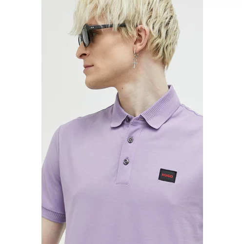 Hugo Polo majica za muškarce, boja: ljubičasta, glatki model