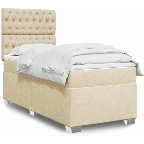 vidaXL Box spring postelja z vzmetnico krem 100x200 cm blago Cene