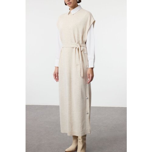 Trendyol Stone Button Detailed Knit Sweater Dress Slike