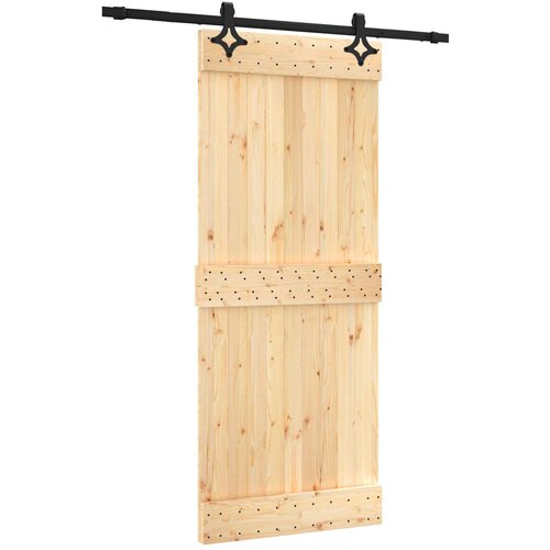  Klizna vrata Prirodna i crna 85 x 210 cm Čvrsta borovina Smeđa 183 x 5.5 x 210 cm Slike