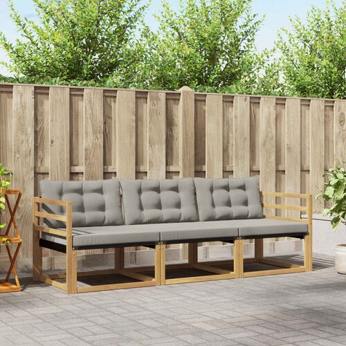  Set vanjskih sofa s jastukom 3 pcs Bijela i svjetlosiva Cijene