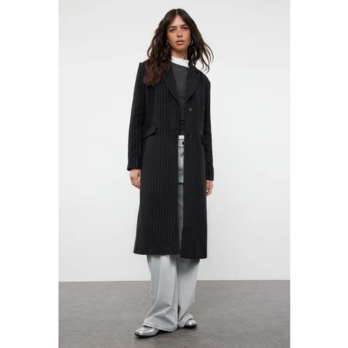 Trendyol Black Striped Regular Coat