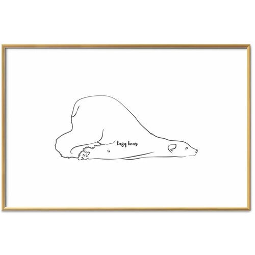  Plakat - Lazy Bear 90x60 Zlatni okvir s margom Cene