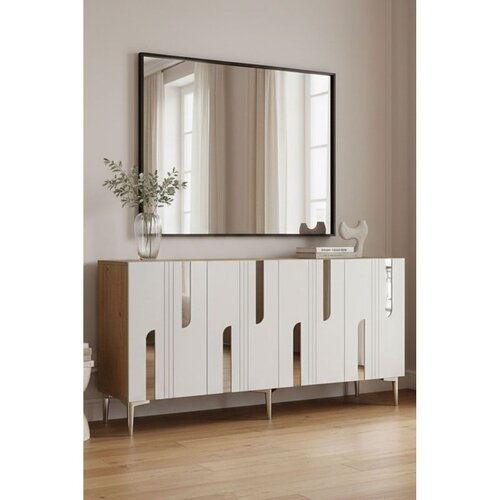 Hanah home komoda Nota 150, 150 cm, hrast Sapphire / bela / srebrna Cene