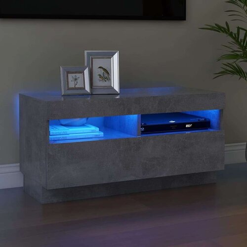 vidaXL TV ormarić s LED svjetlima siva boja betona 80x35x40 cm Cene