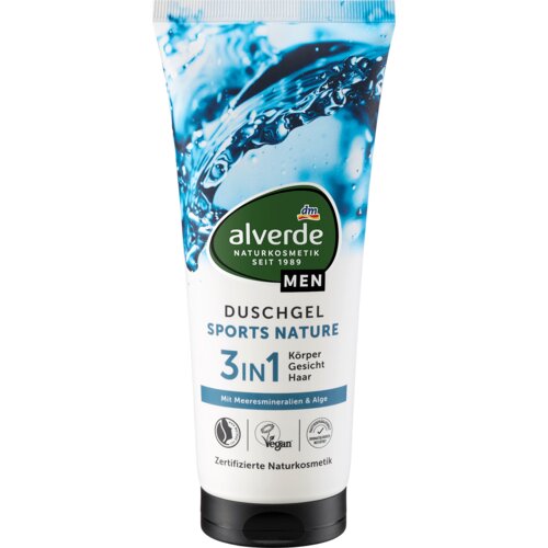 Alverde NATURKOSMETIK MEN SPORTS NATURE 3u1 gel za tu&amp;scaron;iranje 200 ml Slike