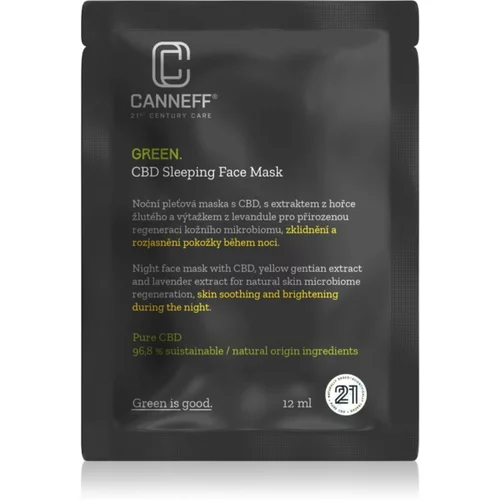 Canneff Green CBD Sleeping Face Mask pomirjajoča maska za noč 12 ml