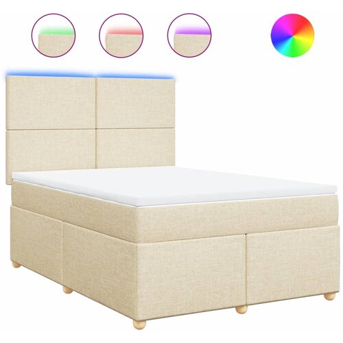 vidaXL Krevet s oprugama i madracem krem 160x200 cm od tkanine Cijene