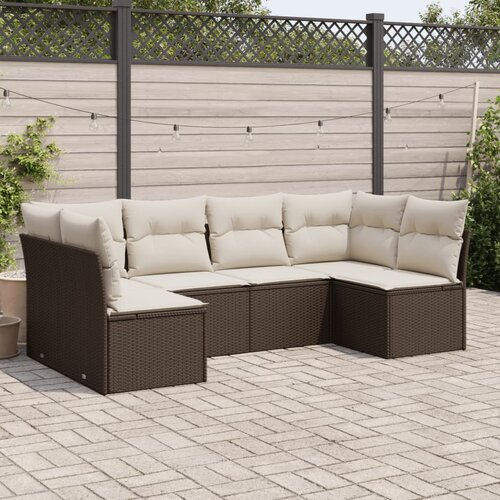 VidaXL 6-dijelni set vrtnih sofa od poliratana s jastucima smeđi Slike