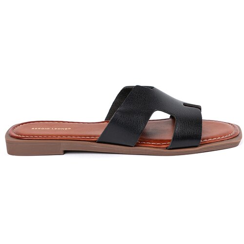 Sergio Leone Black flip-flops with a square toe Slike