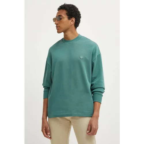 Hugo Blue Bombažen pulover moška, zelena barva