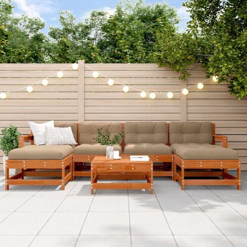  Set lounge namje&scaron;taja za vrt 7 pcs Vosak Smeđa Masivna borovina - Vosak smeđa bor Cijene