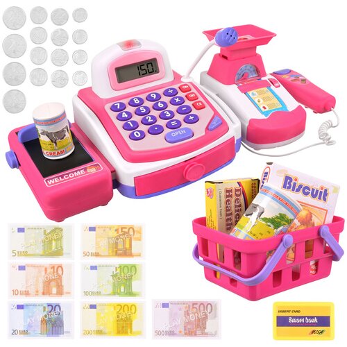  Dječja blagajna - interaktivni set (skener + vaga + terminal + mikrofon + kolica), roza Cijene