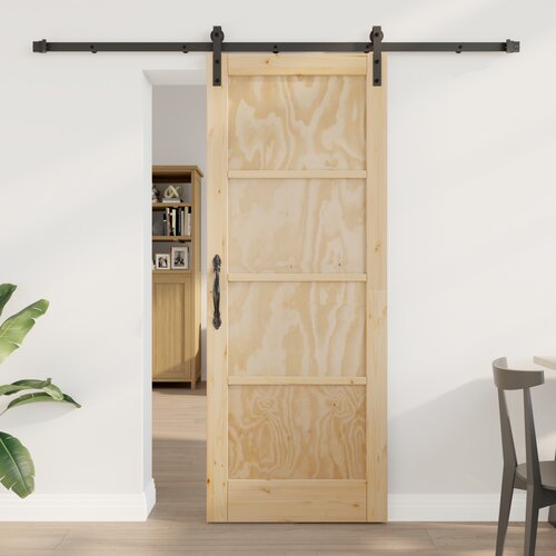 vidaXL Drsna vrata s skupino opreme 78x202 cm iz trdnega borovega lesa Cene
