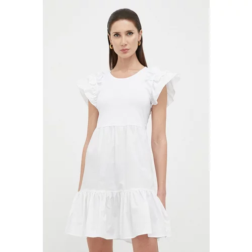 Liu Jo haljina boja: bijela, mini, širi se prema dolje