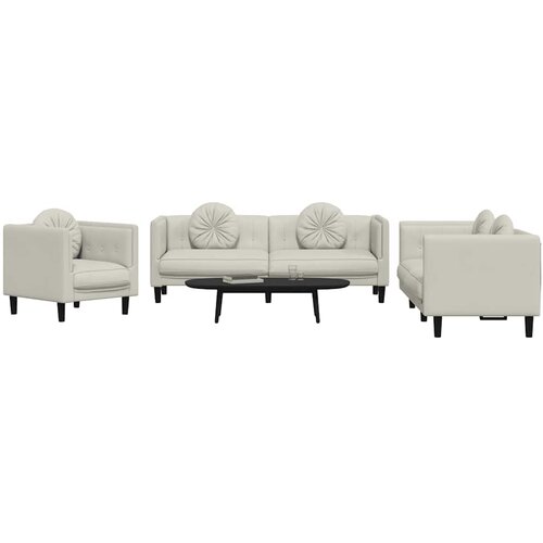  3-dijelni set sofa s jastucima krem bar&amp;scaron;unasti Slike