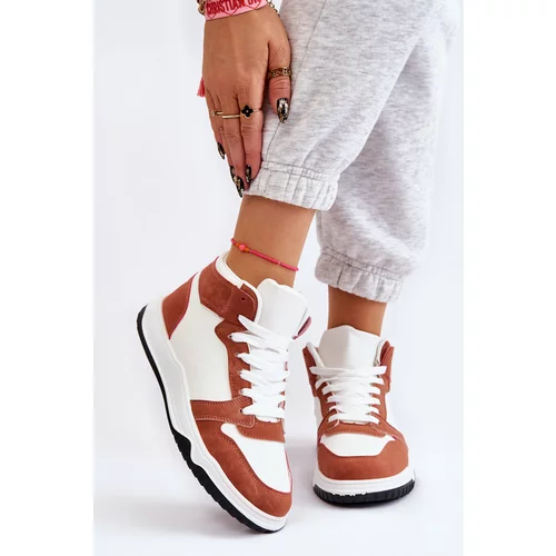Kesi High Women Sports Shoes Sneakers White and Camel Rumour
