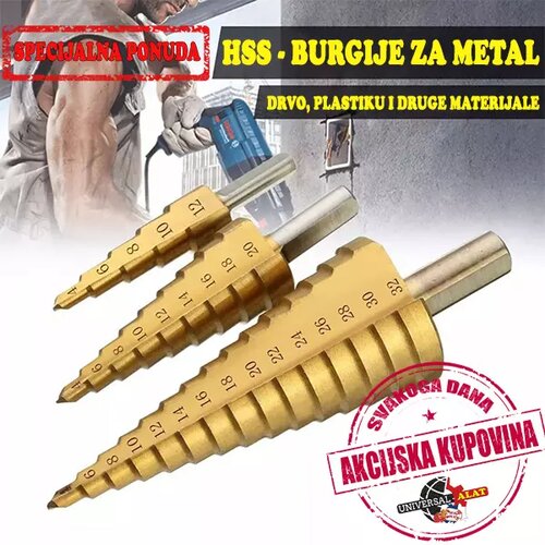  stepenaste burgije jelkice set 3 komada Cene