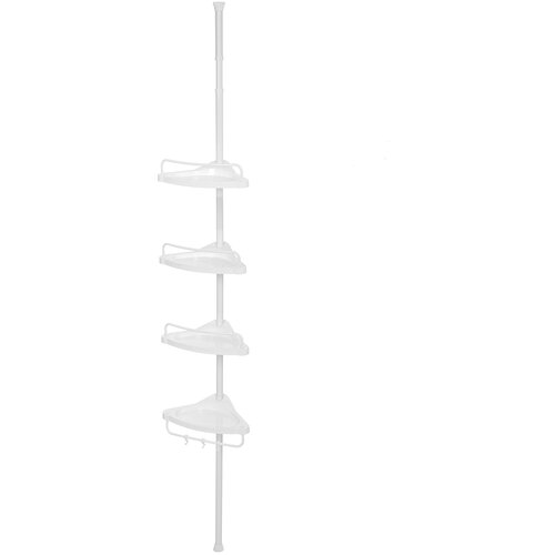 Songmics kutni teleskopski stalak s policama za kupaonice, bijeli, 85-305 cm Cene