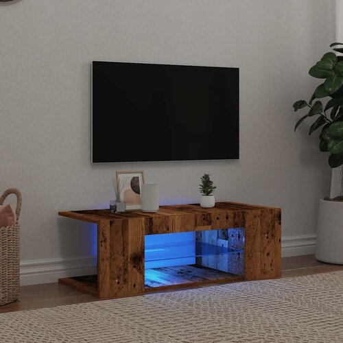 VidaXL TV omarica z LED starinski les 90x39x30 cm inženirski les Slike
