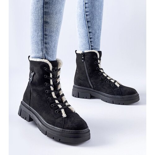 Gemre Pompei insulated black ankle boots made of eco-suede Cene