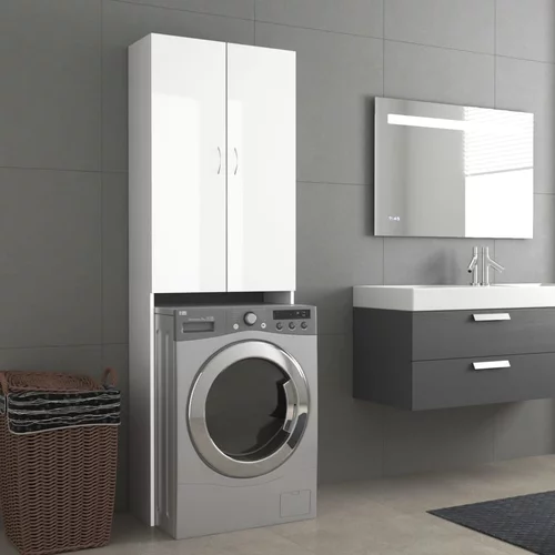 vidaXL omara za pralni stroj visok sijaj bela 64x25,5x190 cm