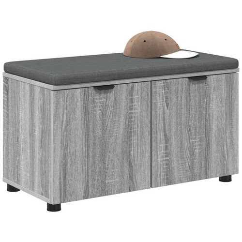  Klupa za hodnik s jastukom Siva Sonoma 80 x 38 x 46 cm Slike