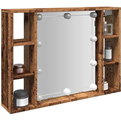 Ormarić s ogledalom LED boja staro drvo 76x15x55 cm drveni Cene