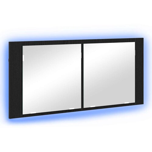 vidaXL led ogledalna omara črni hrast 100x12x45 cm Cene