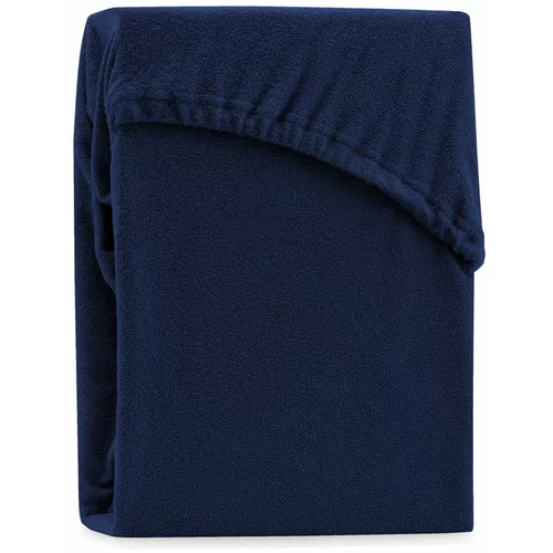 AmeliaHome Temno modra elastična rjuha za zakonsko posteljo Ruby Siesta, 220/240 x 220 cm