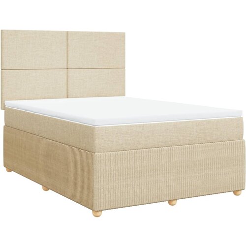 vidaXL Box spring postelja z vzmetnico krem 160x200 cm blago, (21307690) Cene
