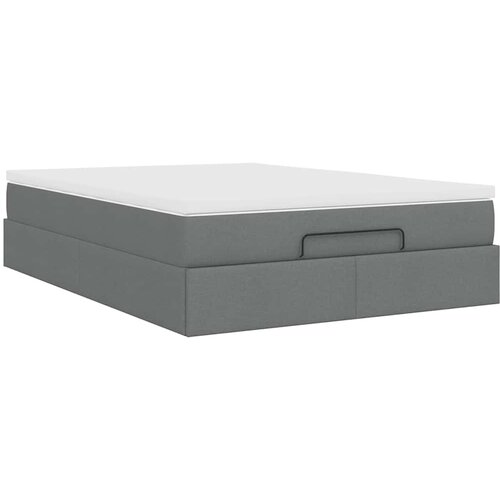  Otomanski krevet s madracem tamnosivi 140x190cm od tkanine Slike