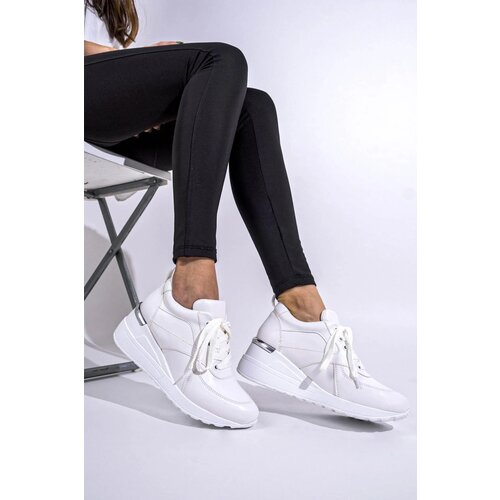 armonika Women's White Flr609 Wedge Heel Lace-Up Sneakers Cene