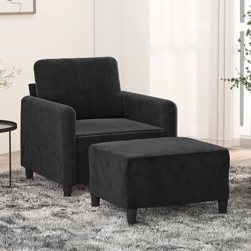 vidaXL Fotelj s stolčkom za noge črn 60 cm žamet Cene