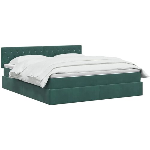  Krevet s od storage Tamnozelena 160 x 200 cm Bar&amp;scaron;un - Tamnozelena 160 x 200 cm Kristal s dugmadima Slike