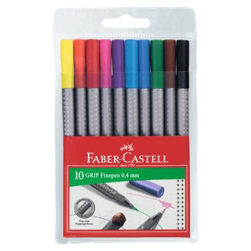 Faber-Castell flomaster liner grip finepen 151610 komplet boja 0.4 mm metalni vrh 10 kom Slike
