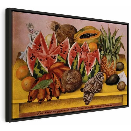  Slika - Frida Kahlo – A Bride Frightened at the Sight of Life Opened 90x60 U crnom drvenom okviru Cene