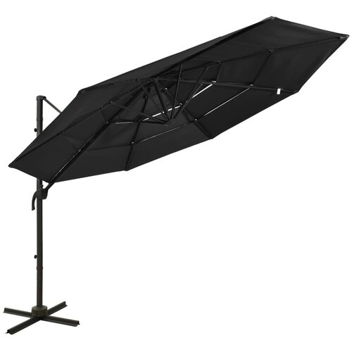  Vrtni suncobran s 4 razine i aluminijskim stupom 3 x 3 m crni Cijene