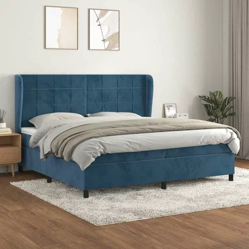  Box spring postelja z vzmetnico temno modra 200x200 cm žamet, (20999261)
