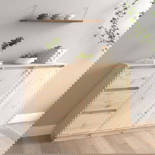 VidaXL Komoda 111 x 34 x 75 cm od masivne borovine Slike