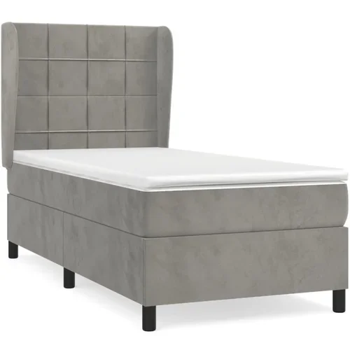 vidaXL Box spring postelja z vzmetnico svetlo siva 90x200 cm žamet, (20790618)