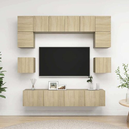  8-dijelni set TV ormarića boja hrasta sonome od iverice Slike