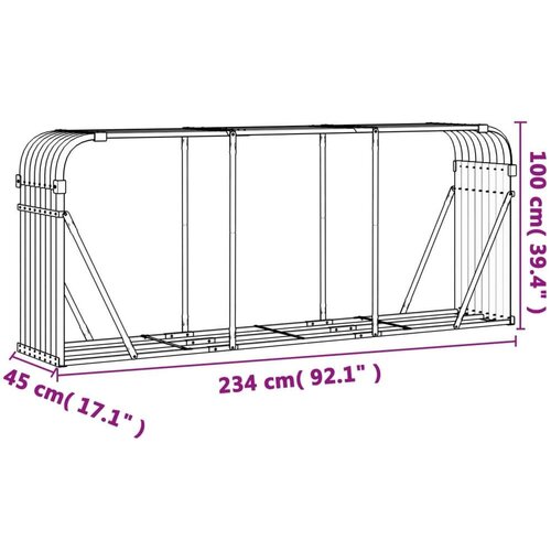 VidaXL Držač za cjepanice antracit 234x45x100 cm pocinčani čelik Slike