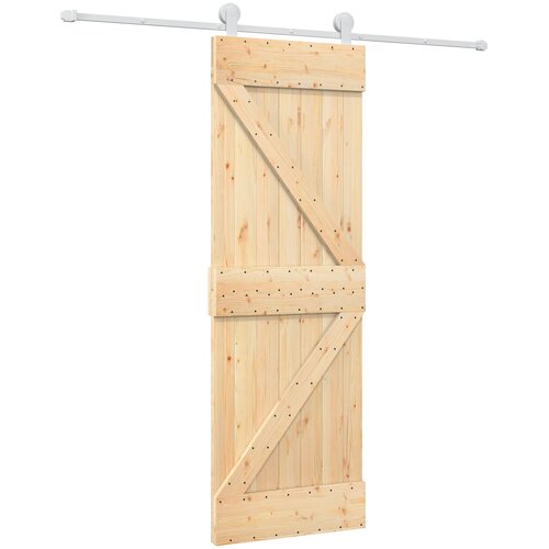  Klizna vrata Prirodna i bijela 70 x 210 cm Čvrsta borovina Smeđa 200 x 5.5 x 210 cm Slike