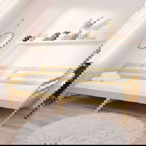  Dnevni ležaj s madracem 90 x 200 cm od masivne borovine Slike