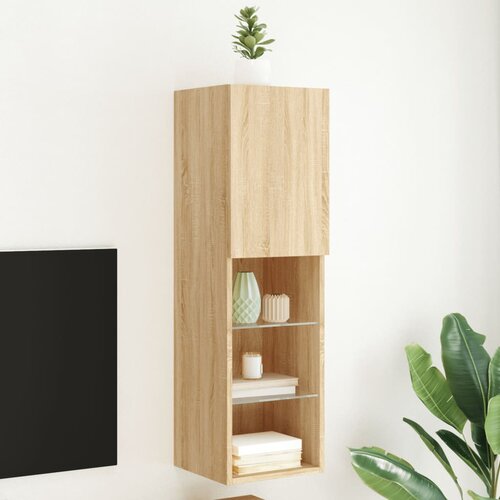 TV ormarić s LED svjetlima boja hrasta sonome 30,5x30x102 cm Cene