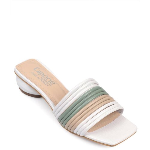 Capone Outfitters Capone Green Nude White Women's Mid Heel Multi Color Stylish Slippers Cene