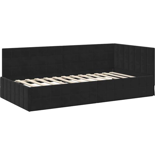 VidaXL Kutni okvir kreveta s uzglavljem Crna 90 x 200 cm Bar&amp;scaron;un Slike