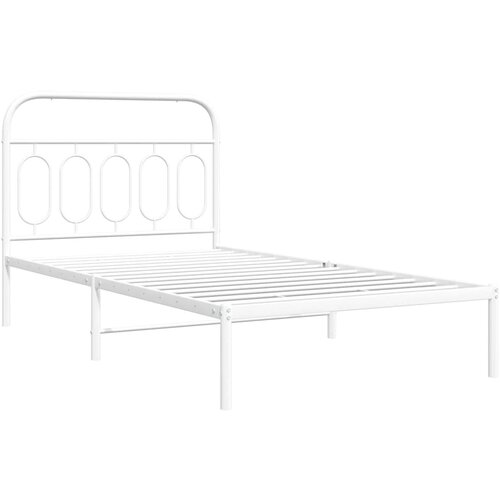 vidaXL Kovinski posteljni okvir z vzglavjem bel 100x190 cm, (21251413) Cene