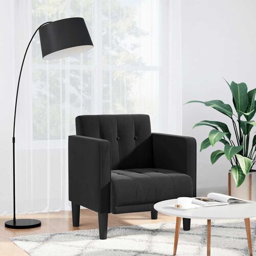 SOFA fotelja s naslonima za ruke crna 53 cm baršunasta Cene